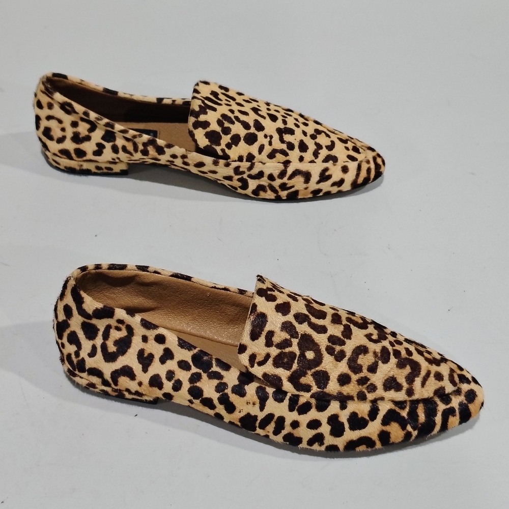 Steve Madden Haylie-L Women's Calf Hair Leather Leopard Print Flats Size 8